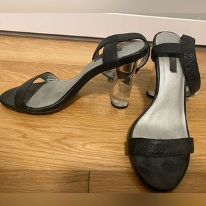 Lucite Heel Black Strappy Heel